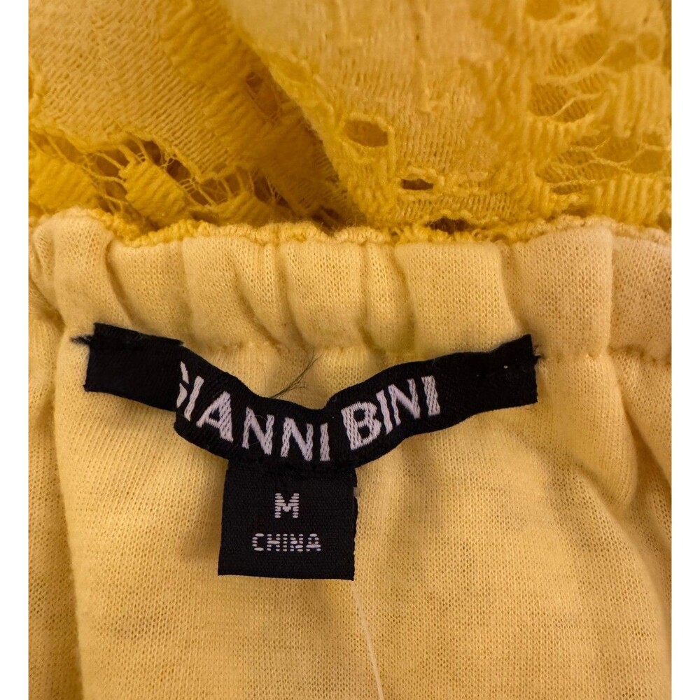Gianni Bini Yellow Lace Tiered Midi Dress Sz M NWT Off Shoulder Boho Romantic - Picture 5 of 9